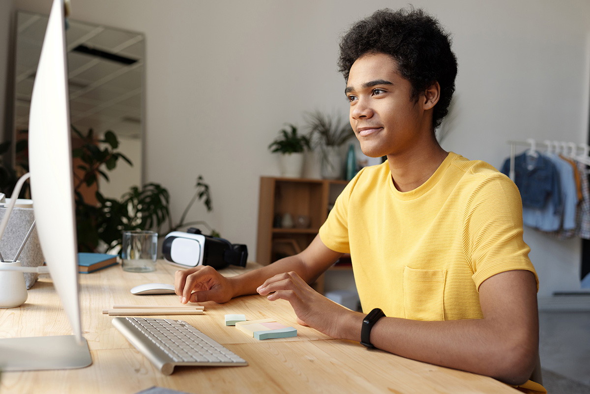 Edison Learning student at computer